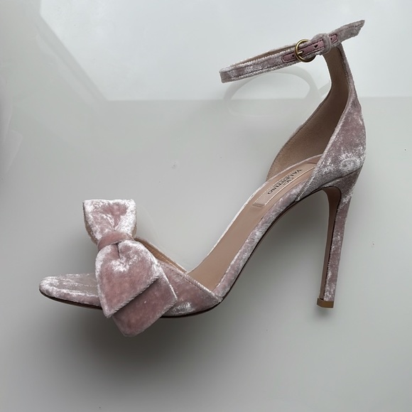 Valentino Garavani Pink Velvet Bow High Heel Sandals in Size 37.5! - Picture 7 of 11